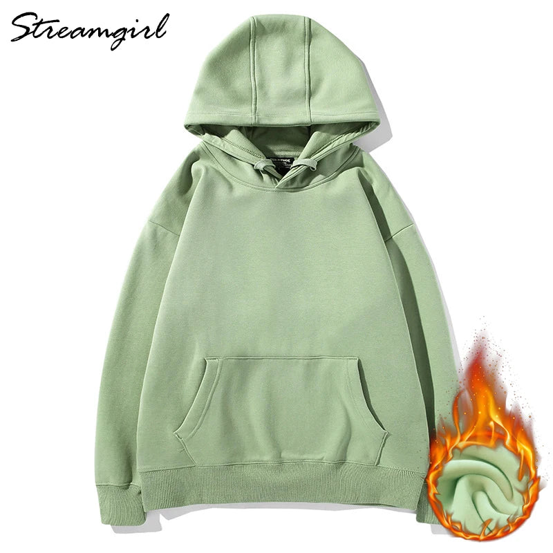 Felpa con cappuccio bianca invernale in pile da donna, vintage, casual, calda, in velluto, per donna, giacca con cappuccio