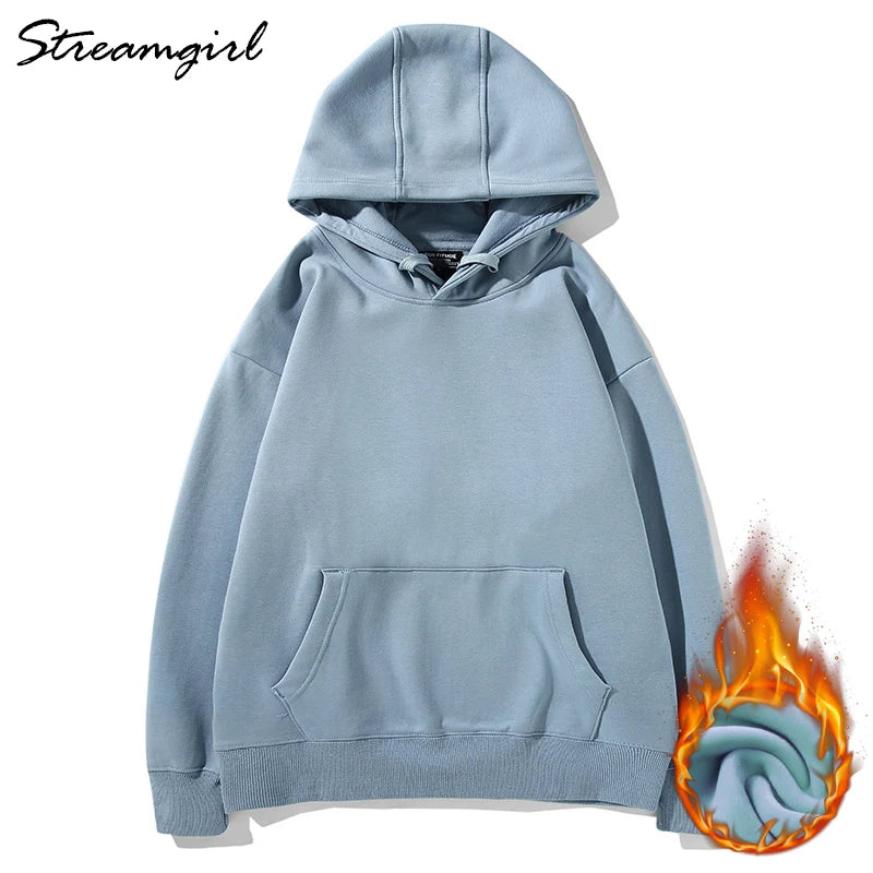 Felpa con cappuccio bianca invernale in pile da donna, vintage, casual, calda, in velluto, per donna, giacca con cappuccio