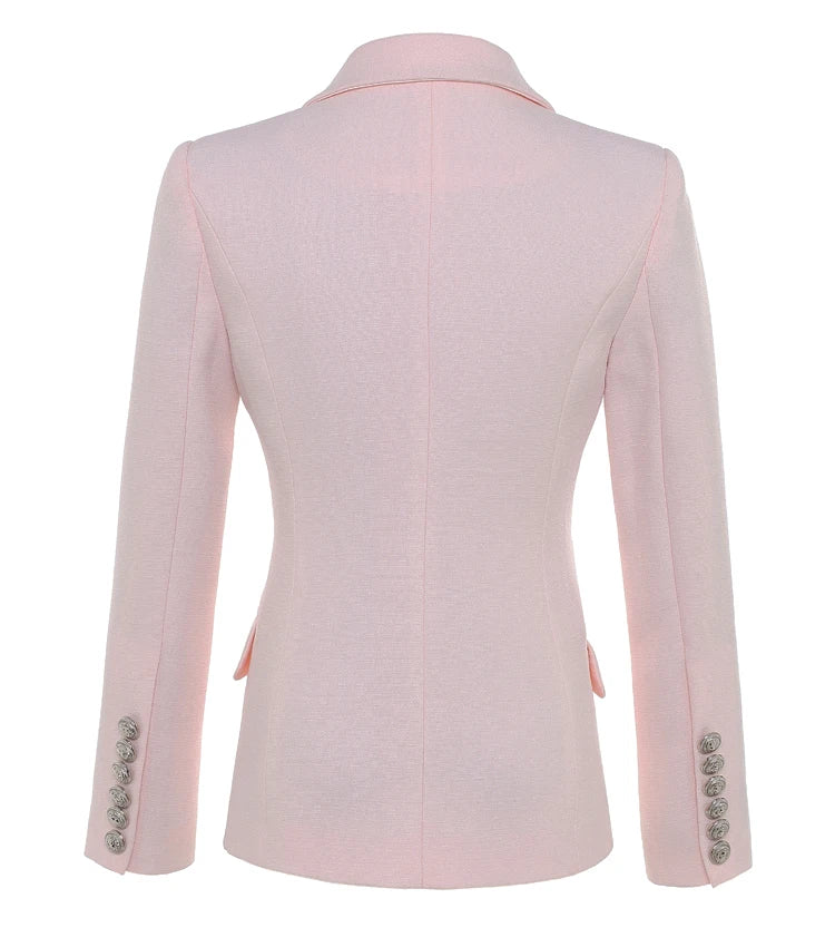 ALTA QUALITÀ Nuova moda 2022 Giacca blazer da donna con bottoni a forma di leone in argento, doppiopetto, giacca da lavoro