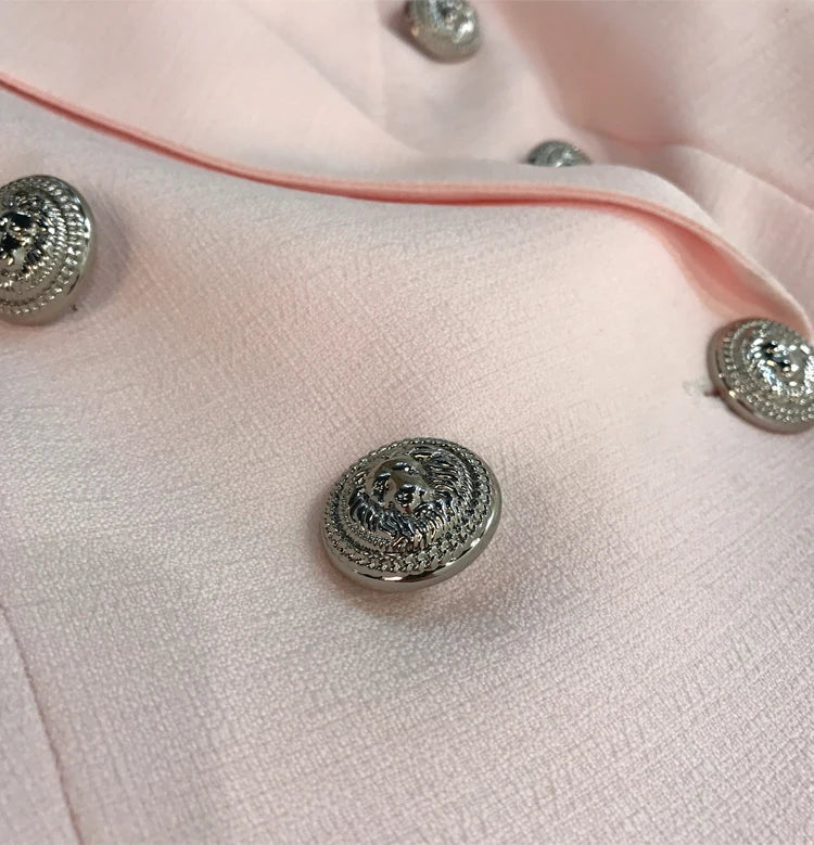 ALTA QUALITÀ Nuova moda 2022 Giacca blazer da donna con bottoni a forma di leone in argento, doppiopetto, giacca da lavoro