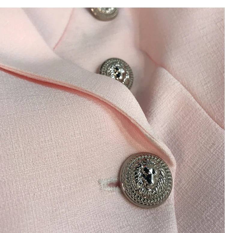 ALTA QUALITÀ Nuova moda 2022 Giacca blazer da donna con bottoni a forma di leone in argento, doppiopetto, giacca da lavoro