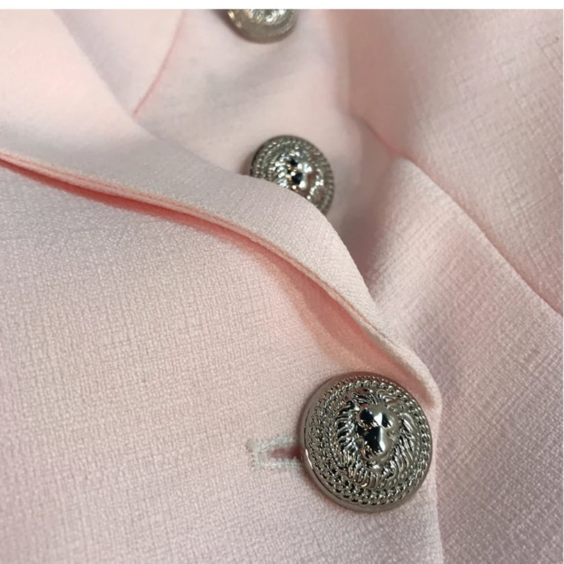 ALTA QUALITÀ Nuova moda 2022 Giacca blazer da donna con bottoni a forma di leone in argento, doppiopetto, giacca da lavoro