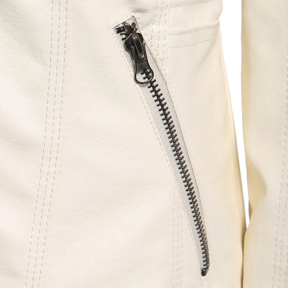 Giacca in similpelle da donna 2024 Giacca basica Cappotto Donna Giacca invernale da motociclista in pelle PU con cerniera Felpe con cappuccio Capispalla chaqueta