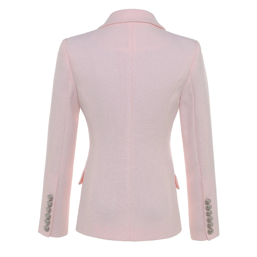 ALTA QUALITÀ Nuova moda 2022 Giacca blazer da donna con bottoni a forma di leone in argento, doppiopetto, giacca da lavoro