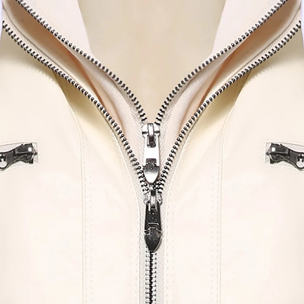 Giacca in similpelle da donna 2024 Giacca basica Cappotto Donna Giacca invernale da motociclista in pelle PU con cerniera Felpe con cappuccio Capispalla chaqueta