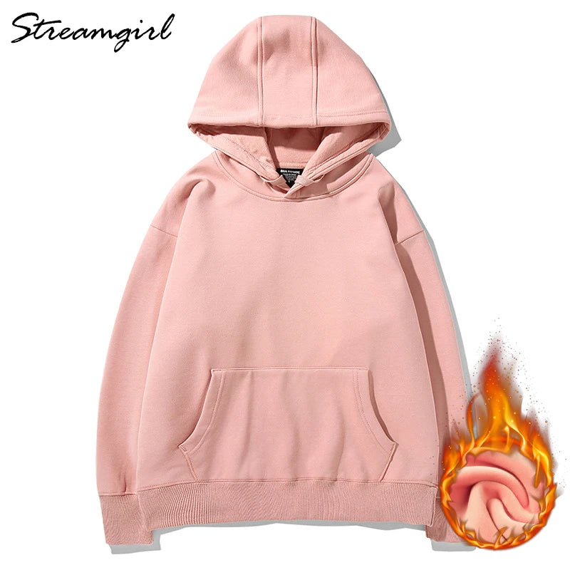 Felpa con cappuccio bianca invernale in pile da donna, vintage, casual, calda, in velluto, per donna, giacca con cappuccio