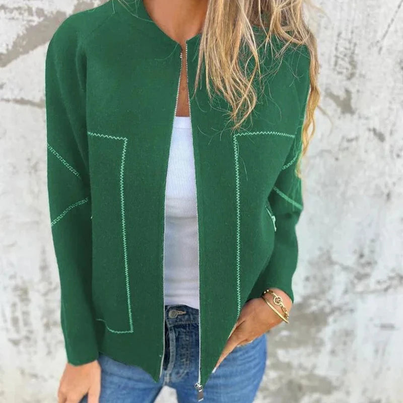 Solid Zipper Women’s Loose Jacket with Pockets |Autumn Winter Fashion Outerwear