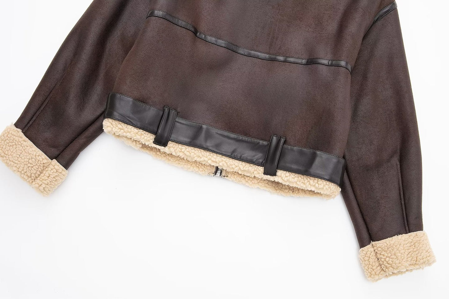 Giacca da donna alla moda autunno, spessa e calda, in pelliccia sintetica, vintage, a maniche lunghe, con cintura e orlo, capispalla da donna, eleganti top