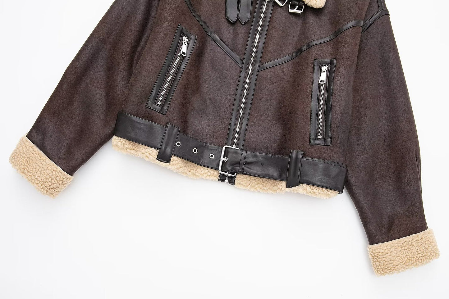 Giacca da donna alla moda autunno, spessa e calda, in pelliccia sintetica, vintage, a maniche lunghe, con cintura e orlo, capispalla da donna, eleganti top