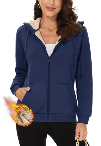 TACVASEN Women's Winter Fleece Jacket - Heavy Sherpa Hooded Coat, Full Zip Thermal Windproof Outerwear