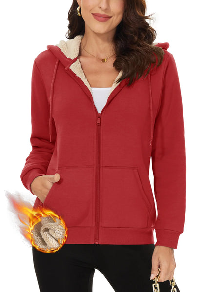 TACVASEN Women's Winter Fleece Jacket - Heavy Sherpa Hooded Coat, Full Zip Thermal Windproof Outerwear