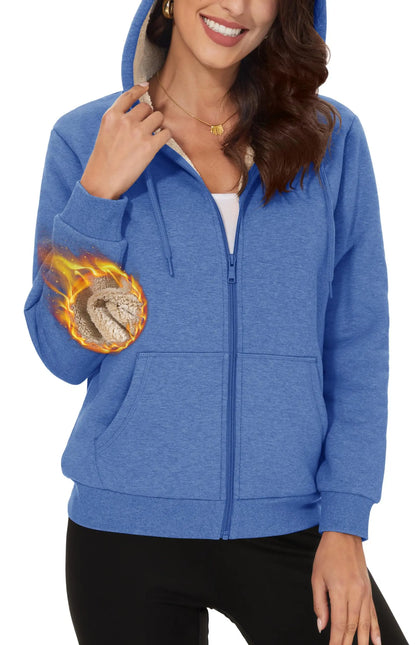 TACVASEN Women's Winter Fleece Jacket - Heavy Sherpa Hooded Coat, Full Zip Thermal Windproof Outerwear