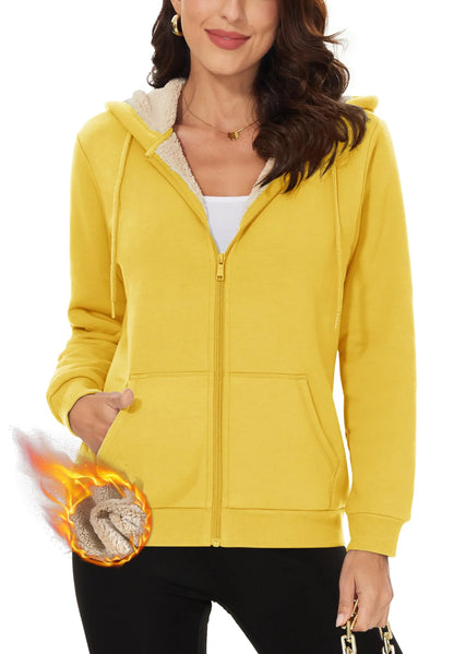 TACVASEN Women's Winter Fleece Jacket - Heavy Sherpa Hooded Coat, Full Zip Thermal Windproof Outerwear