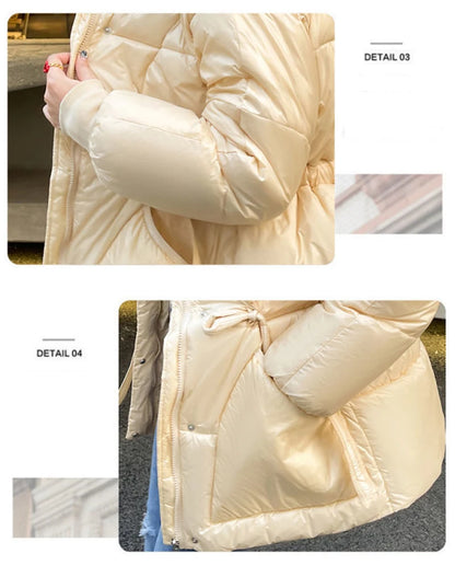 KBAT 2024 Corea Moda Cotone Imbottito Giacca Parka Grande Collo di Pelliccia Inverno Piumino Giacca Donna Spesso Caldo Parka Capispalla Femminile