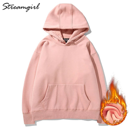 Felpa con cappuccio bianca invernale in pile da donna, vintage, casual, calda, in velluto, per donna, giacca con cappuccio