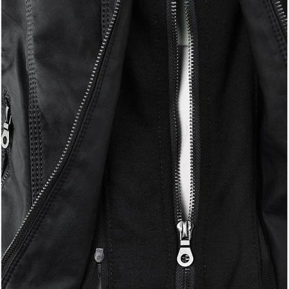 Giacca in similpelle da donna 2024 Giacca basica Cappotto Donna Giacca invernale da motociclista in pelle PU con cerniera Felpe con cappuccio Capispalla chaqueta