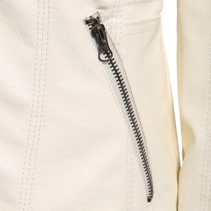 Giacca in similpelle da donna 2024 Giacca basica Cappotto Donna Giacca invernale da motociclista in pelle PU con cerniera Felpe con cappuccio Capispalla chaqueta