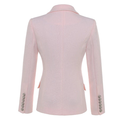 ALTA QUALITÀ Nuova moda 2022 Giacca blazer da donna con bottoni a forma di leone in argento, doppiopetto, giacca da lavoro