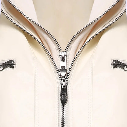 Giacca in similpelle da donna 2024 Giacca basica Cappotto Donna Giacca invernale da motociclista in pelle PU con cerniera Felpe con cappuccio Capispalla chaqueta