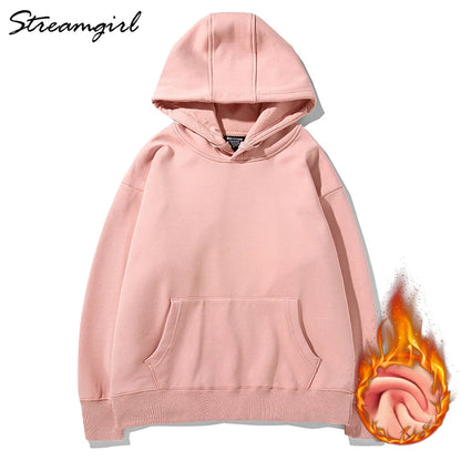 Felpa con cappuccio bianca invernale in pile da donna, vintage, casual, calda, in velluto, per donna, giacca con cappuccio