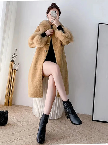 Giacca lunga calda elegante a mezza manica in pelliccia di coniglio sintetica, tendenza, moda invernale, casual, peluche, chaqueta, chic, capispalla di lusso