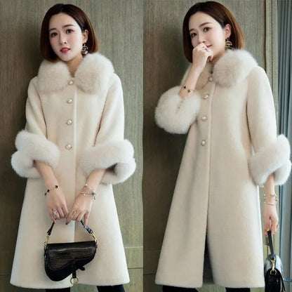 Giacca lunga calda elegante a mezza manica in pelliccia di coniglio sintetica, tendenza, moda invernale, casual, peluche, chaqueta, chic, capispalla di lusso