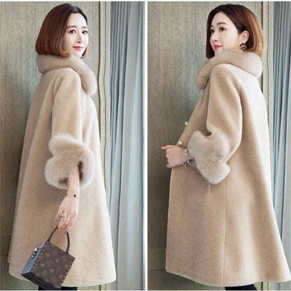 Giacca lunga calda elegante a mezza manica in pelliccia di coniglio sintetica, tendenza, moda invernale, casual, peluche, chaqueta, chic, capispalla di lusso