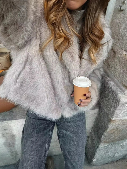 Y2K TRAF Cappotti oversize in pelliccia sintetica da donna alla moda 2024 Giacche invernali spesse e calde Casual con tasche Eleganti da donna Nuovi capispalla