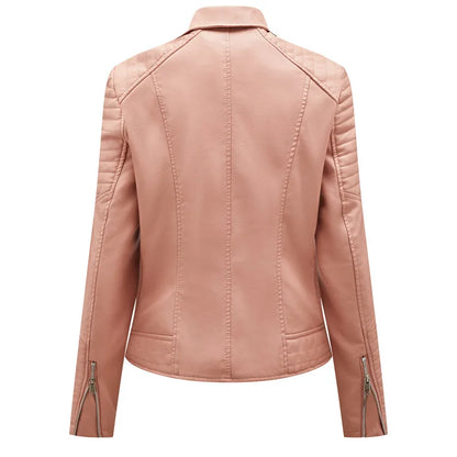 2024 Nuova moda donna finta giacca in pelle primavera autunno cerniera casual pu cappotto donna biker capispalla abbigliamento donna S-XXXL