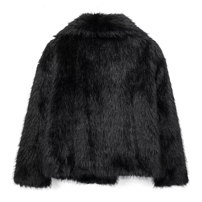 TRAF Cappotto in pelliccia sintetica bianco 2024 Donna Nuovo in cappotti Autunno Inverno Pelliccia Peluche Soffice Giacca Calda Rosso Grigio Nero Capispalla