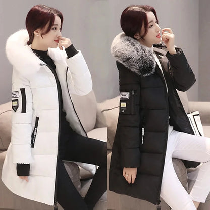 2024 Nuovo cappotto invernale da donna giacca in pelliccia scollo lungo cappotti di base giacche spesse cotone imbottito capispalla parka vestiti femminili 