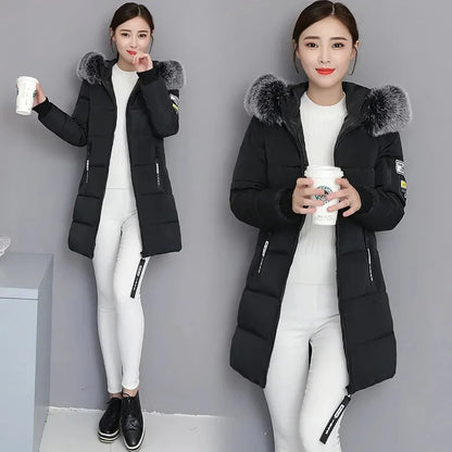 2024 Nuovo cappotto invernale da donna giacca in pelliccia scollo lungo cappotti di base giacche spesse cotone imbottito capispalla parka vestiti femminili 