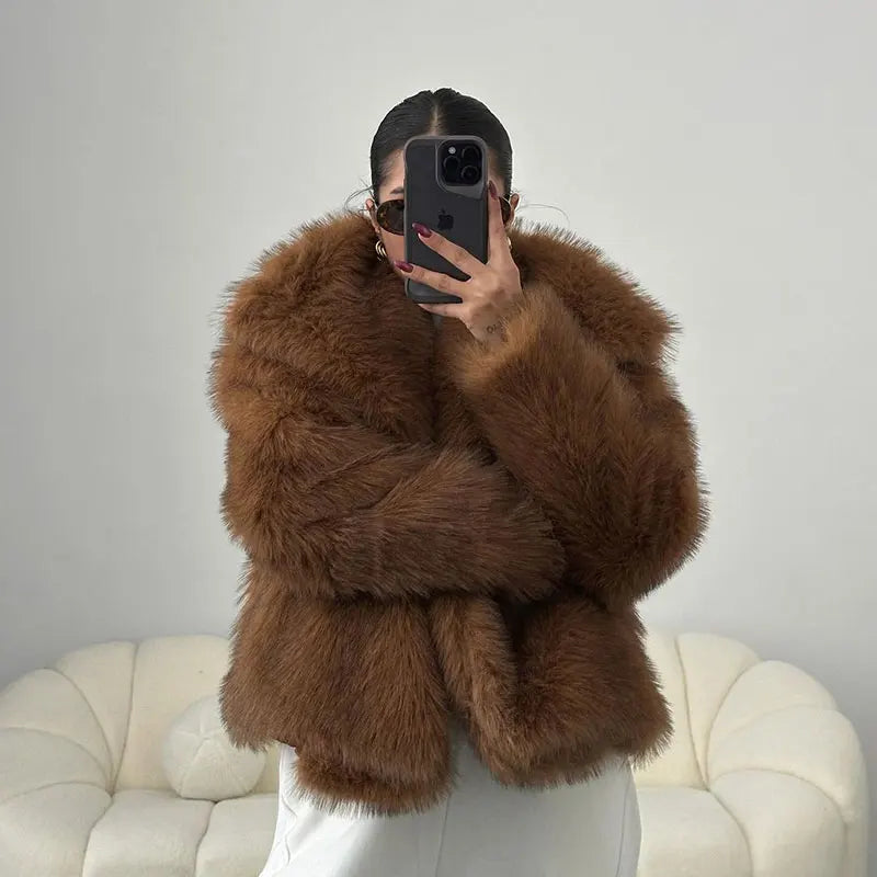 Neo Mint 2024 Inverno Iconic Blogger Fashion Soffice Colletto Quadrato Cappotto in Pelliccia Sintetica Donna Ins Hot Chic Ragazze Giacca in Pelliccia di Volpe Capispalla