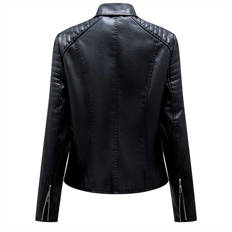 2024 Nuova moda donna finta giacca in pelle primavera autunno cerniera casual pu cappotto donna biker capispalla abbigliamento donna S-XXXL