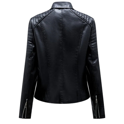 2024 Nuova moda donna finta giacca in pelle primavera autunno cerniera casual pu cappotto donna biker capispalla abbigliamento donna S-XXXL