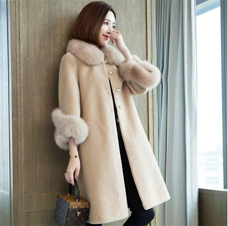 Giacca lunga calda elegante a mezza manica in pelliccia di coniglio sintetica, tendenza, moda invernale, casual, peluche, chaqueta, chic, capispalla di lusso