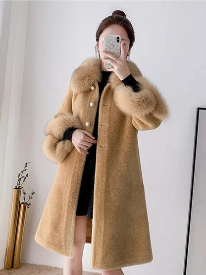 Giacca lunga calda elegante a mezza manica in pelliccia di coniglio sintetica, tendenza, moda invernale, casual, peluche, chaqueta, chic, capispalla di lusso