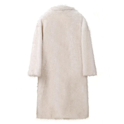 Neo Mint 2024 Inverno Caldo Soffice Sfumato Eco Pelliccia Giacca Donna Lusso Lungo Faux Pelliccia di Volpe Cappotto Strada Furry Outerwear Soprabito