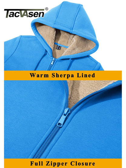 TACVASEN Women's Winter Fleece Jacket - Heavy Sherpa Hooded Coat, Full Zip Thermal Windproof Outerwear
