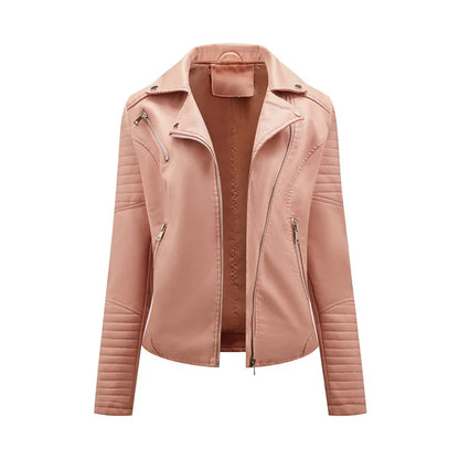 2024 Nuova moda donna finta giacca in pelle primavera autunno cerniera casual pu cappotto donna biker capispalla abbigliamento donna S-XXXL