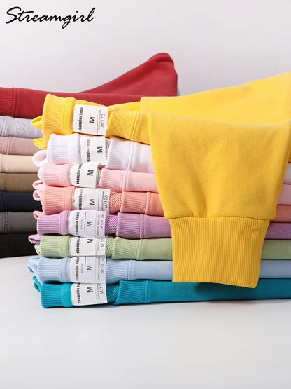 Felpe girocollo in cotone oversize per donna, capispalla autunnali, felpe in spugna larghe, felpe casual da donna