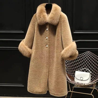 Giacca lunga calda elegante a mezza manica in pelliccia di coniglio sintetica, tendenza, moda invernale, casual, peluche, chaqueta, chic, capispalla di lusso
