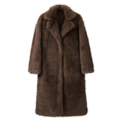 Neo Mint 2024 Inverno Caldo Soffice Sfumato Eco Pelliccia Giacca Donna Lusso Lungo Faux Pelliccia di Volpe Cappotto Strada Furry Outerwear Soprabito