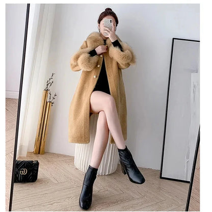 Giacca lunga calda elegante a mezza manica in pelliccia di coniglio sintetica, tendenza, moda invernale, casual, peluche, chaqueta, chic, capispalla di lusso
