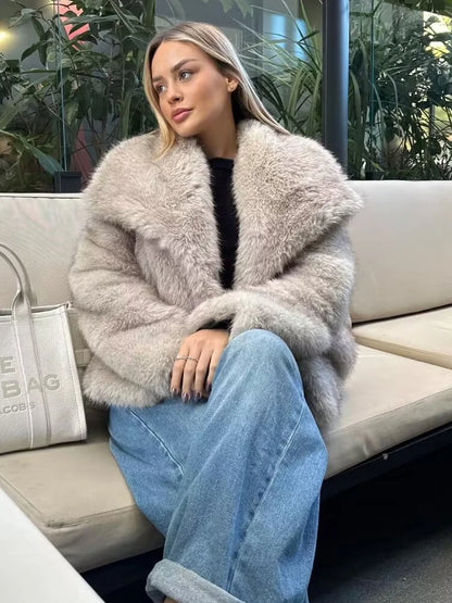 Y2K TRAF Cappotti oversize in pelliccia sintetica da donna alla moda 2024 Giacche invernali spesse e calde Casual con tasche Eleganti da donna Nuovi capispalla