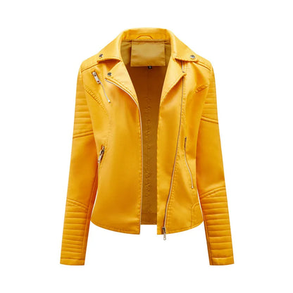 2024 Nuova moda donna finta giacca in pelle primavera autunno cerniera casual pu cappotto donna biker capispalla abbigliamento donna S-XXXL