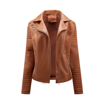 2024 Nuova moda donna finta giacca in pelle primavera autunno cerniera casual pu cappotto donna biker capispalla abbigliamento donna S-XXXL