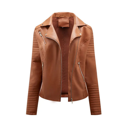 2024 Nuova moda donna finta giacca in pelle primavera autunno cerniera casual pu cappotto donna biker capispalla abbigliamento donna S-XXXL