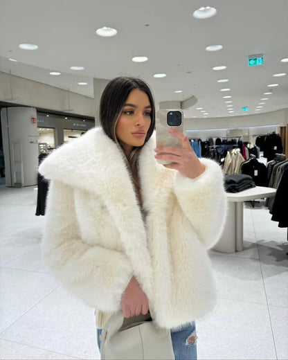 Y2K TRAF Cappotti oversize in pelliccia sintetica da donna alla moda 2024 Giacche invernali spesse e calde Casual con tasche Eleganti da donna Nuovi capispalla