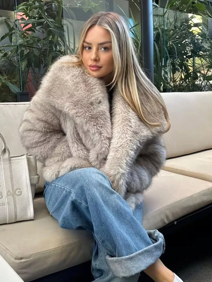 Y2K TRAF Cappotti oversize in pelliccia sintetica da donna alla moda 2024 Giacche invernali spesse e calde Casual con tasche Eleganti da donna Nuovi capispalla